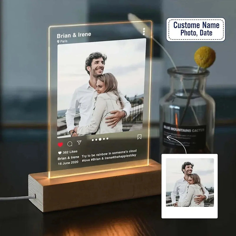 Lampe 3D personnalisée avec photo/texte pour la Saint-Valentin Gadget Gourou