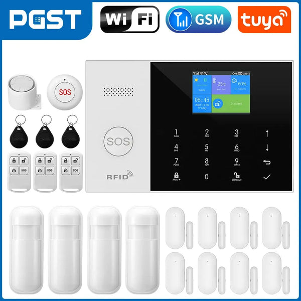 PGST-Système d'alarme de sécurité domestique sans fil, Tuya Smart Life App Control, Wi-Fi, GSM, résidentiel, fonctionne avec Alexa Gadget Gourou