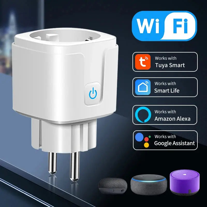 Tuya Smart WiFi EU Socket avec contrôle de l'alimentation, fonction de synchronisation, Alexa, Google Home, Alice, commande vocale, prise électrique, 16A Gadget Gourou