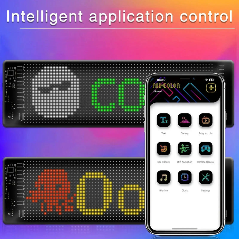 Panneau d'affichage à LED pour voiture  USB 5V IP65 Étanche Programmable par application Écran flexible d'animation avec télécommande Gadget Gourou