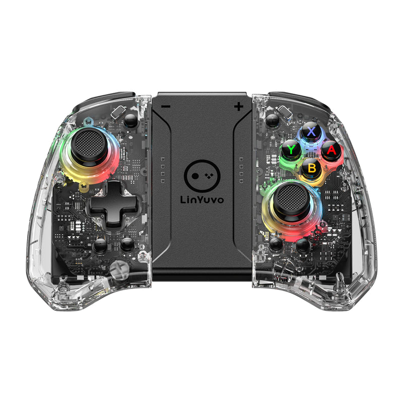 Manette sans fil LinYuvo KS41 Meteor Light Joycons pour Switch/OLED avec fonctionnalités programmables, contrôle de mouvement, double vibration et turbo Gadget Gourou