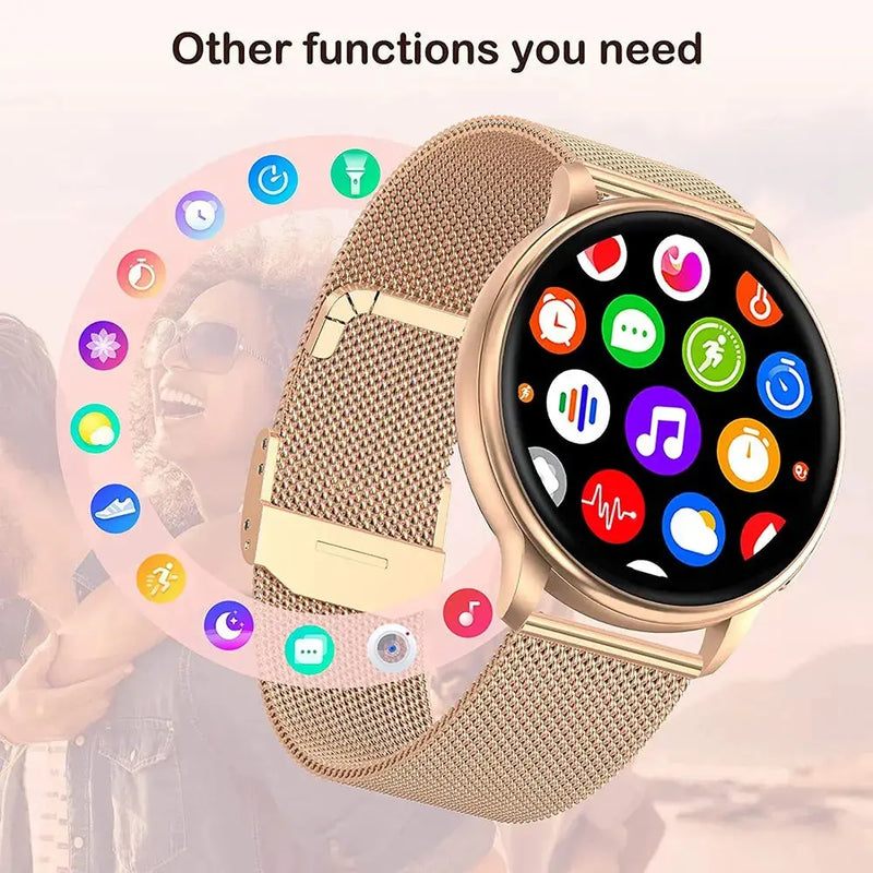 Montre intelligente d'appel Bluetooth pour hommes et femmes, montres en acier à cadran personnalisé, tracker de fitness sportif, fréquence cardiaque, montre intelligente pour Android, IOS, G35 Gadget Gourou