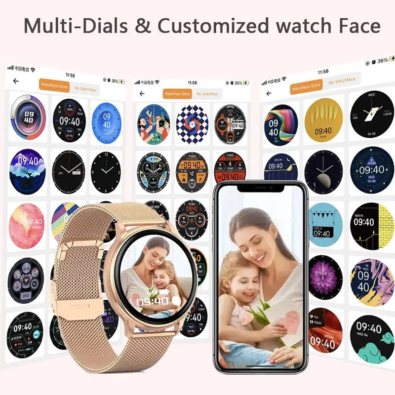 Montre intelligente d'appel Bluetooth pour hommes et femmes, montres en acier à cadran personnalisé, tracker de fitness sportif, fréquence cardiaque, montre intelligente pour Android, IOS, G35 Gadget Gourou