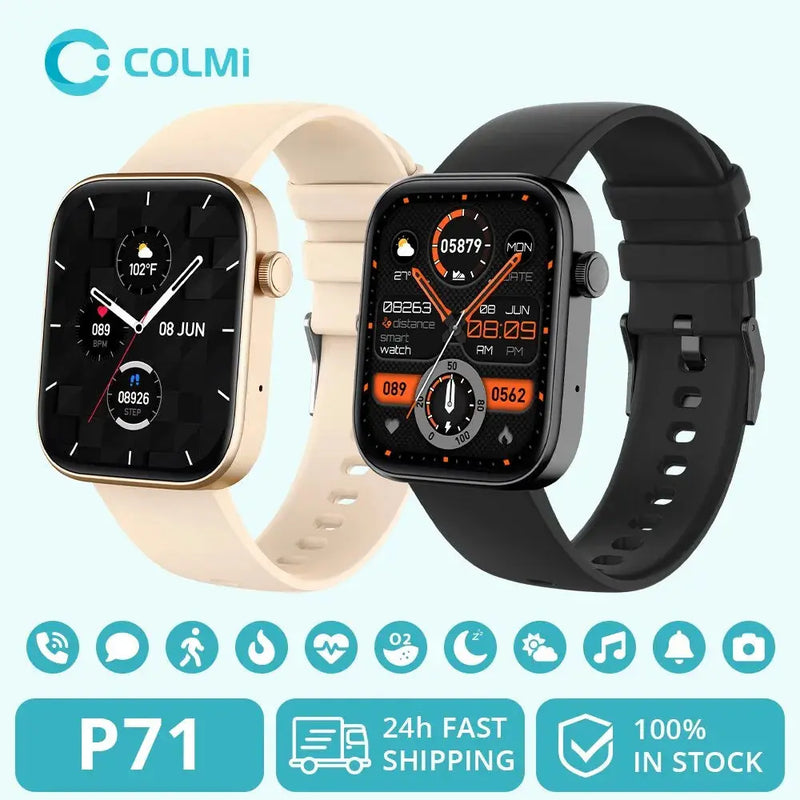 COLMI P71 Smartwatch Voix Appels Santé IP68 Étanche Notifications Smart Assistant Gadget Gourou