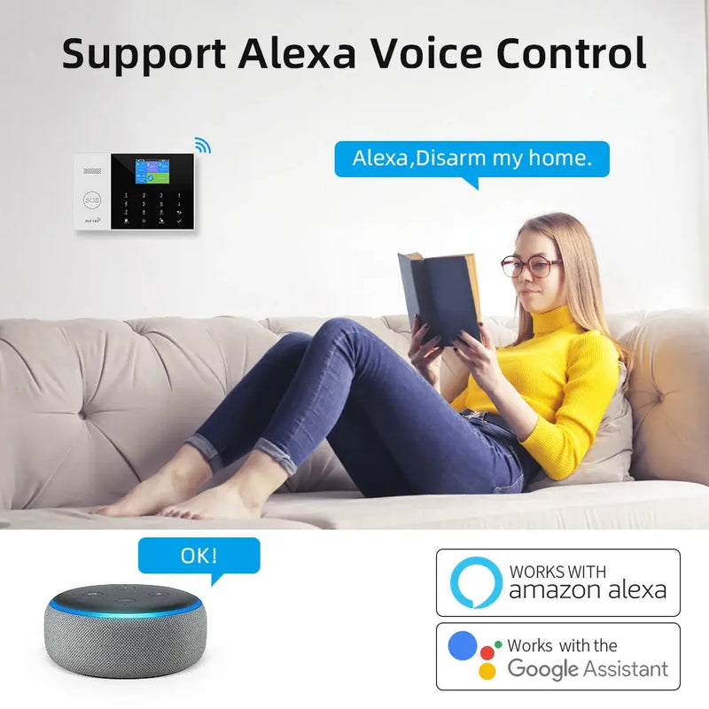 PGST-Système d'alarme de sécurité domestique sans fil, Tuya Smart Life App Control, Wi-Fi, GSM, résidentiel, fonctionne avec Alexa Gadget Gourou