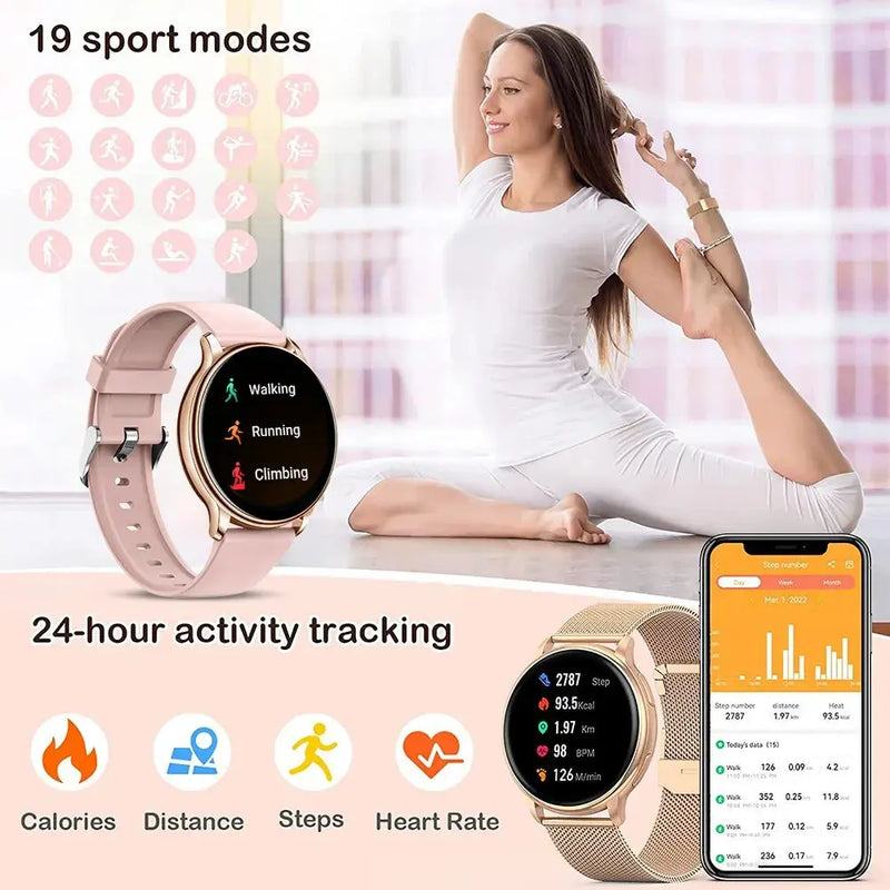 Montre intelligente d'appel Bluetooth pour hommes et femmes, montres en acier à cadran personnalisé, tracker de fitness sportif, fréquence cardiaque, montre intelligente pour Android, IOS, G35 Gadget Gourou